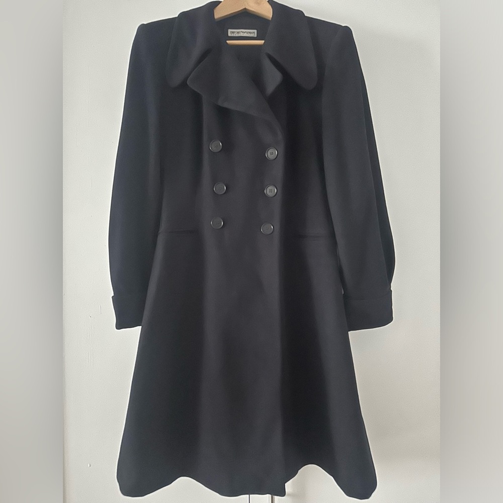 Emporio Armani Dark Navy Wool Women’s Coat Vintage
